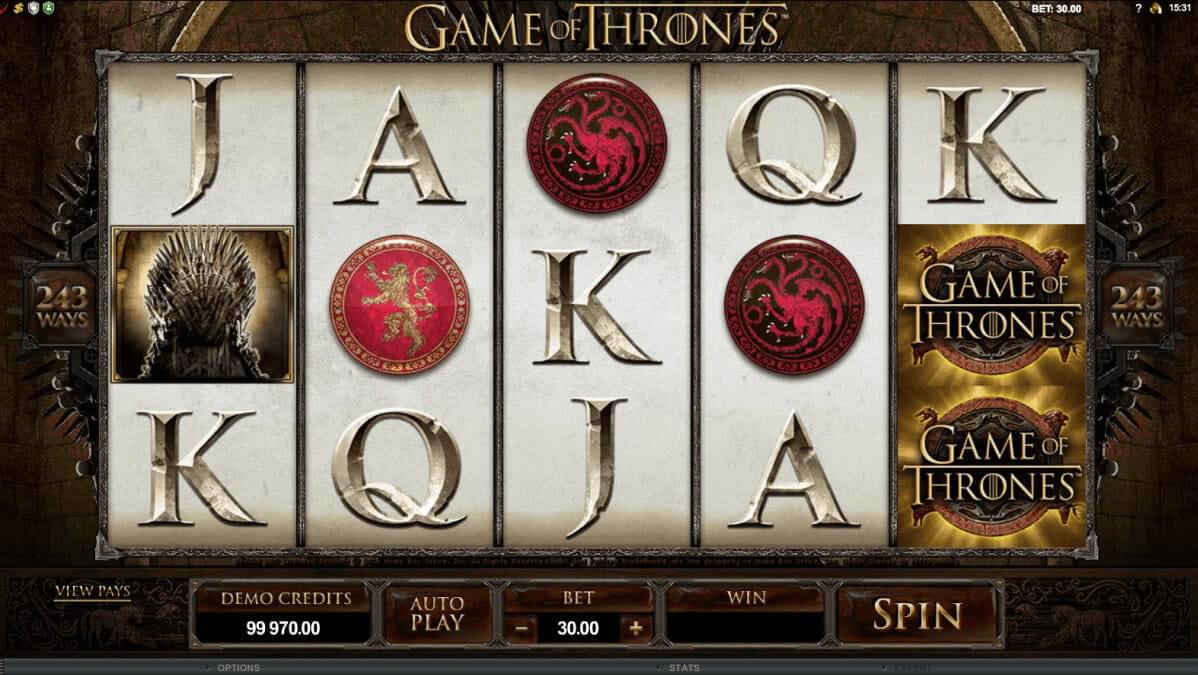 game of thrones slot machine payouts