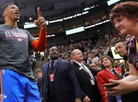 Oklahoma City Thunderâ€™s Russell Westbrook got into an altercation with a fan at Mondayâ€™s game against the Utah Jazz. (Image: AP)