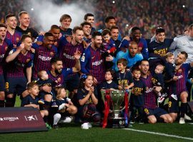 Barcelona has clinched the La Liga title, and will now turn its eyes to facing Liverpool in the Champions League semifinals. (Image: Pau Barrena/AFP)