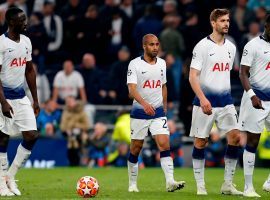 Tottenham players react to their 1-0 defeat at the hands of Ajax in the first leg of their Champions League semifinal. (Image: Ian Kington/AFP/Getty)