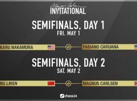 The Magnus Carlsen Invitational semifinals begin on Friday, starting with a matchup between Americans Hikaru Nakamura and Fabiano Caruana. (Image: Chess24.com)