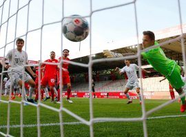 Benjamin Pavard scores for Bayern Munich in the teamâ€™s 2-0 win over Union Berlin in Bundesliga action on May 17, 2020. (Image: AFP)