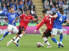 Manchester United lead 1-0 following Mason Greenwood's goal, but ended up beaten 4-2 in Leicester. (Image: Twitter/manutd)